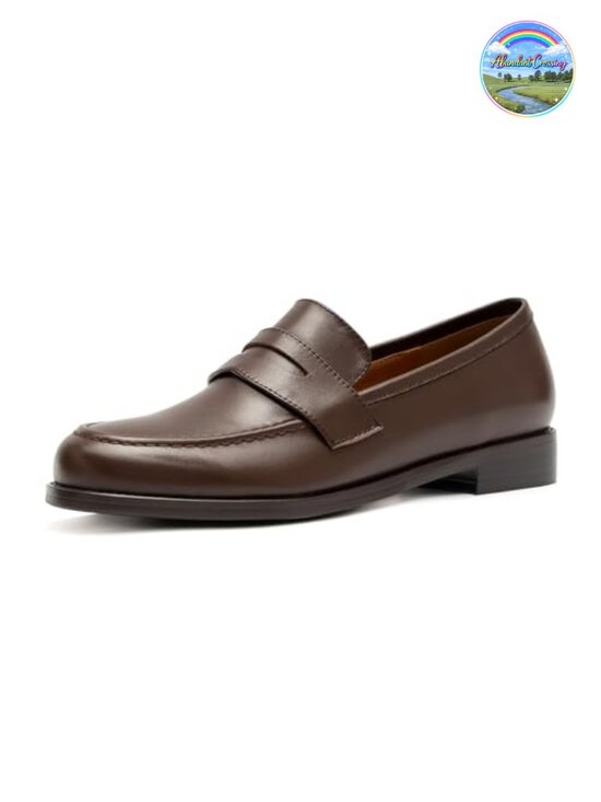 Shoes - Leather Penny Loafer Women's Slip Resistant Comfortable 1" Low Heel Flat